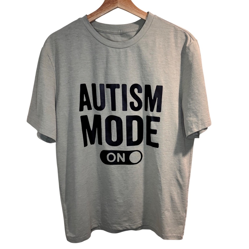 Autism Mode On T-Shirt Graphic Tee Top Unisex Adult‎ Medium Awareness Inclusive